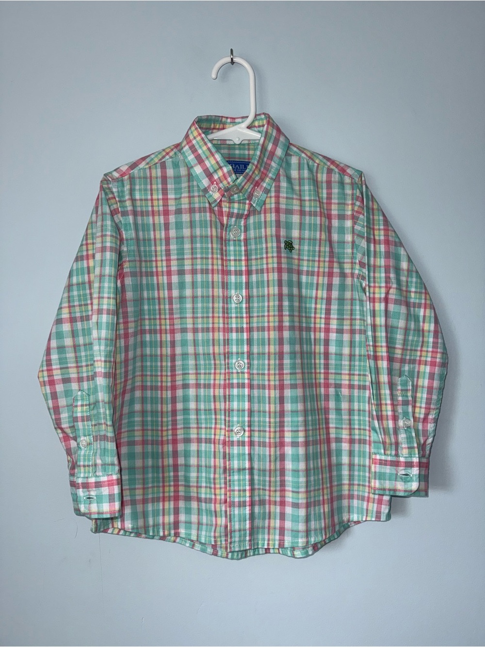 Boys Plaid Button-Down Shirt in Green & Pink - Classic Casual